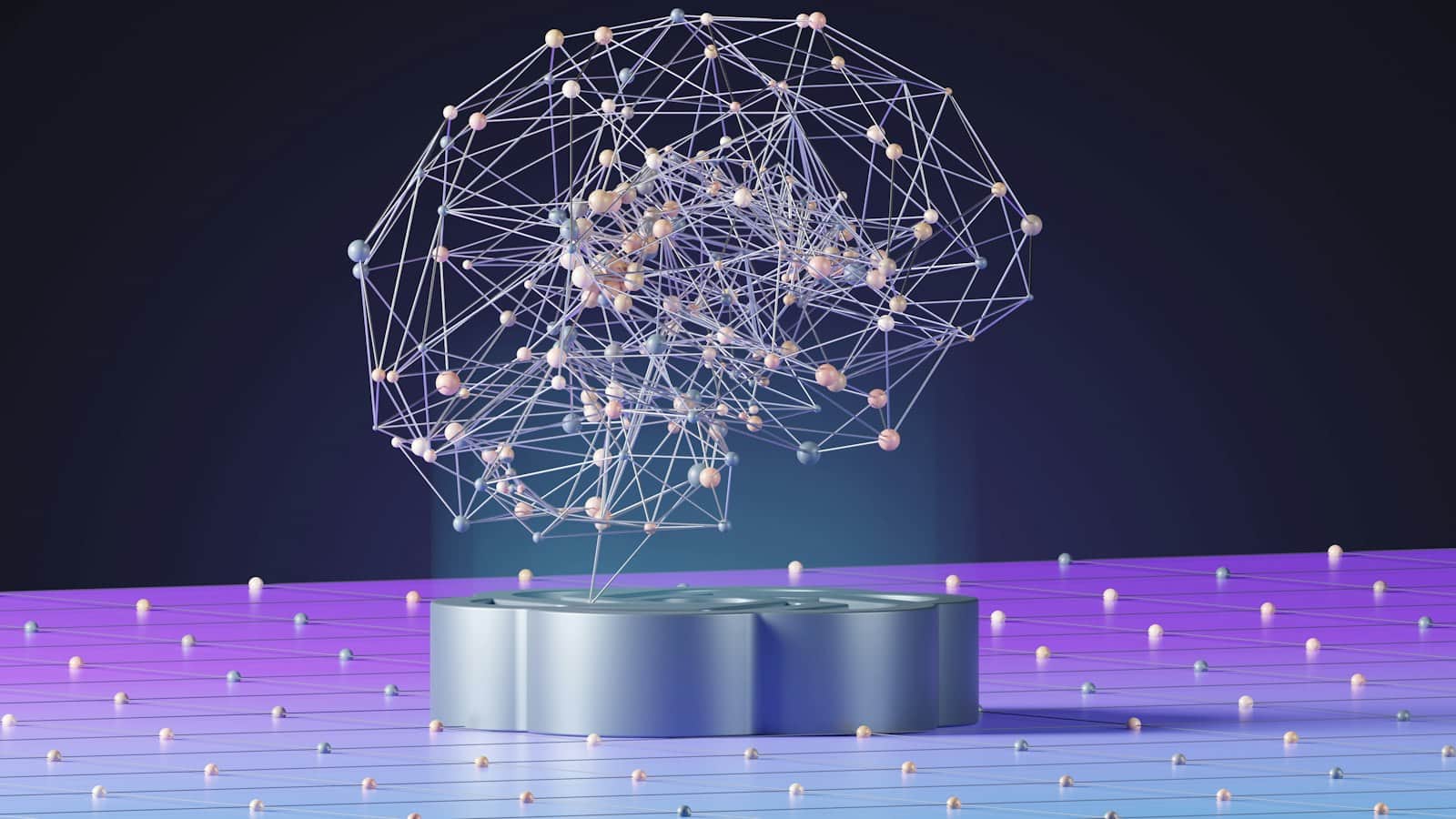 Abstract sphere of nodes and lines, like a neural network